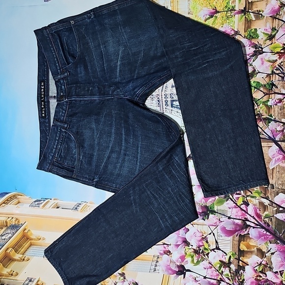 Ralph Lauren Dark Denim Button Fly Slim Jeans Size 36x30‎ - Picture 2 of 10